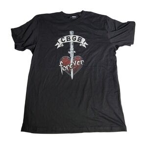 CBGB Forever Dagger Heart Graphic T-Shirt Black Mens Large Made in USA Est 1973